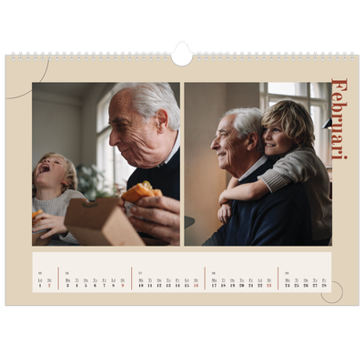 Fotokalender A3 Enkel — Asymmetrisk text [Februari]