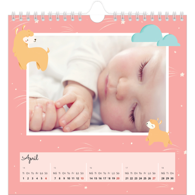 Årskalender kvadratisk — Söta djur [April]