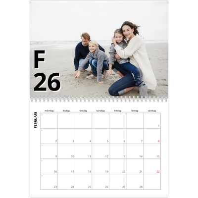 Fotokalender A3 Klassisk (30 x 40 cm) — Bokstäver och tal [Februari]