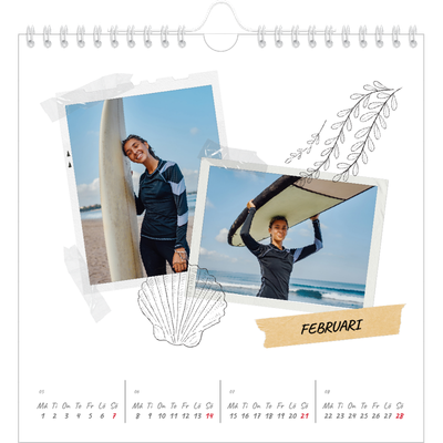 Årskalender kvadratisk — Scrapbook stil [Februari]