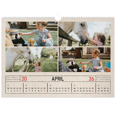 Fotokalender A3 Enkel — Kraftpapper med stämpeleffekt [April]
