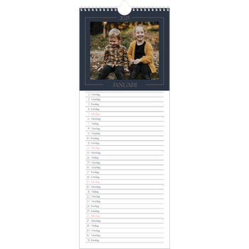 Fotokalender Smal (15x40cm) — Preussisk blå