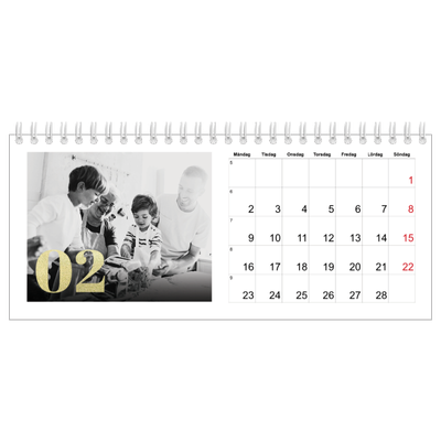 Skrivbordskalendrar — Stora nummer i glitter [Februari]