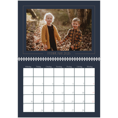 Fotokalender A3 Klassisk (30 x 40 cm) — Preussisk blå [Februari]