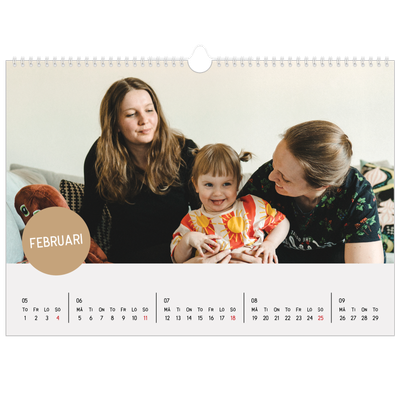Fotokalender A3 Enkel — Fotoklistermärke [Februari]