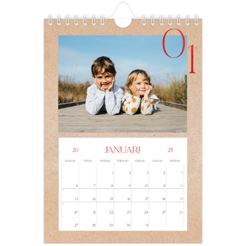 Fotokalender A5 Enkel — Röda detaljer
