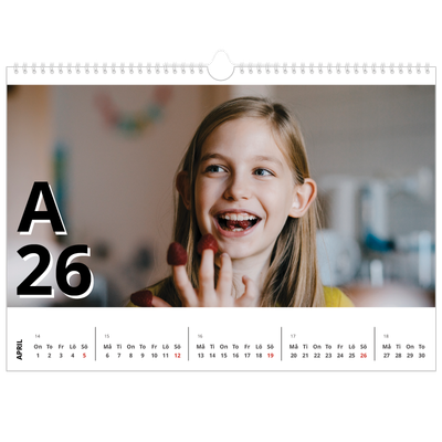 Fotokalender A3 Enkel — Bokstäver och tal [April]