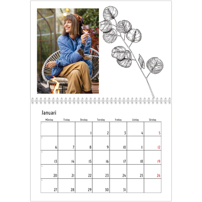 Fotokalender A3 Klassisk (30 x 40 cm) — Blommateckningar [Januari]