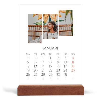 Skrivbordskalender med träställ - Stående — Resemosaiker [Januari]
