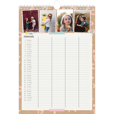 A4 Familjeplanerare — Rustik planerare - Familj på 4 [Februari]