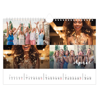 Fotokalender A4 Enkel — Handskrift på bilden [April]