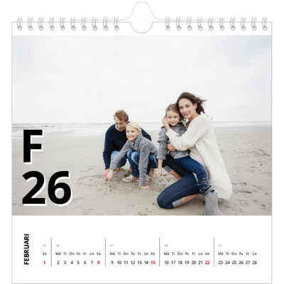 Årskalender kvadratisk — Bokstäver och tal [Februari]