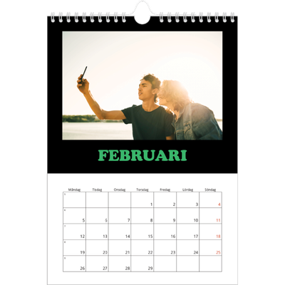 Fotokalender A4 Enkel (20 x 30 cm) — Rolig typografi [Februari]