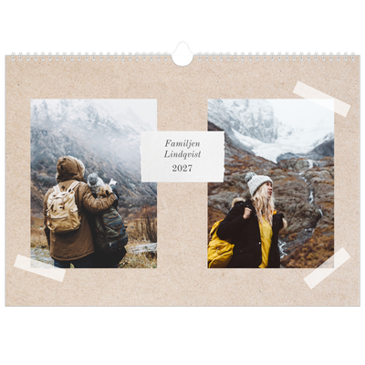 A3 Fotokalender — Planerare i naturlig stil - Familj på 4 [omslag]
