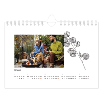 Fotokalender A5 Enkel — Blommateckningar