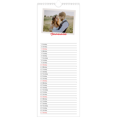 Fotokalender Smal  — Signerad i karmosin [Januari]