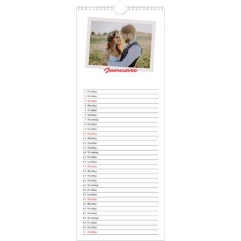 Fotokalender Smal (15x40cm) — Signerad i karmosin