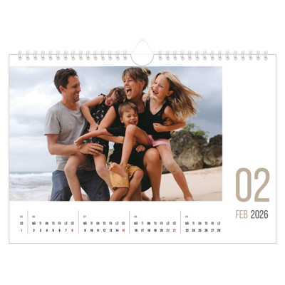 Fotokalender A4 Enkel — Antal månader [Februari]