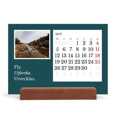 Skrivbordskalender med träställ - Liggande  — Redaktionell Jord [April]