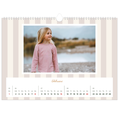 Fotokalender A3 Enkel — Skrift och ränder [Februari]