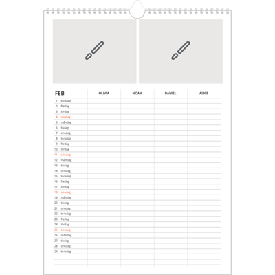A3 Familjeplanerare — Designa själv - Familj på 4 [Februari]