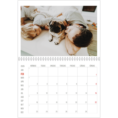 Fotokalender A3 Klassisk (30 x 40 cm) — Röda höjdpunkter [Februari]