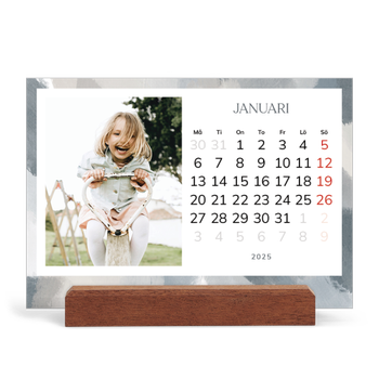 Skrivbordskalender med träställ - Liggande — Borsteffekt