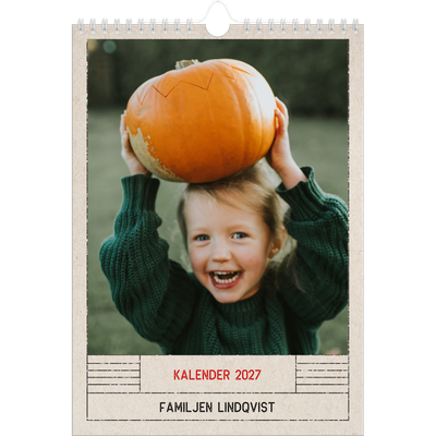 Fotokalender A4 Enkel (20 x 30 cm) — Kraftpapper med stämpeleffekt [omslag]