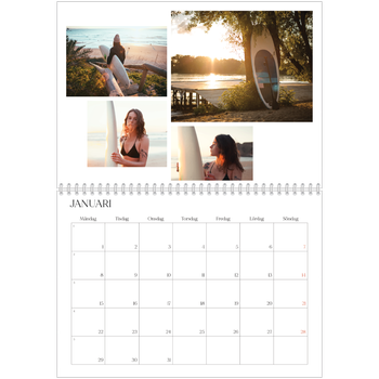 Fotokalender A3 Klassisk — Surfing i solnedgången