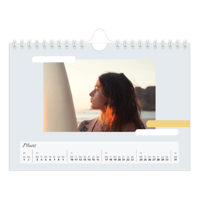 Fotokalender A5 Enkel — Pastell färger [Mars]