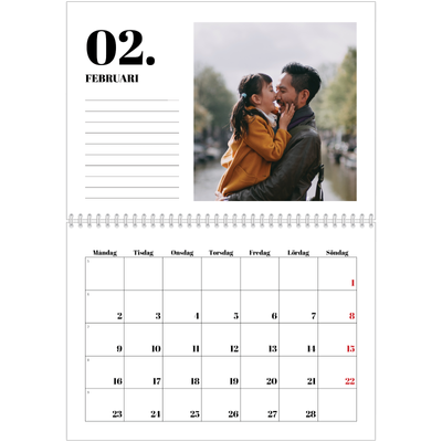 Fotokalender A3 Klassisk (30 x 40 cm) — Serif och ögonblick [Februari]