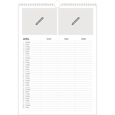 A3 Familjeplanerare — Designa själv - Familj på 3 [April]