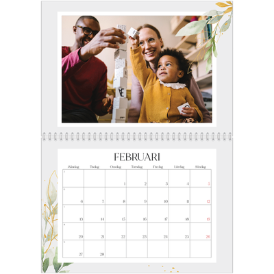Fotokalender A3 Klassisk (30 x 40 cm) — Blomster akvarell [Februari]