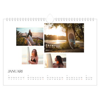 Fotokalender A4 Enkel — Surfing i solnedgången