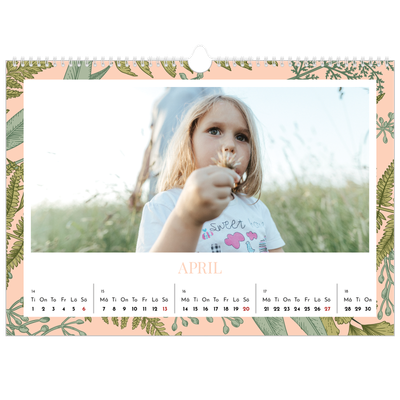 Fotokalender A3 Enkel — Blommande bakgrunder [April]