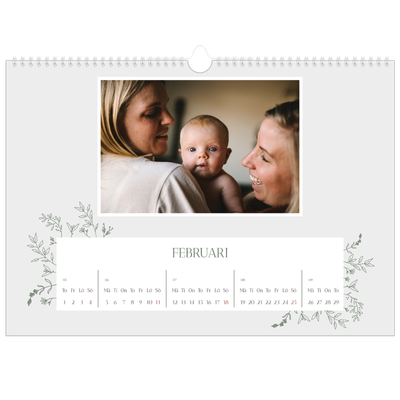 Fotokalender A3 Enkel — Handritade blommor [Februari]