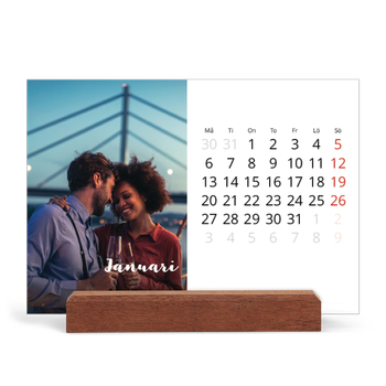 Skrivbordskalender med träställ - Liggande — Handskrift på bilden
