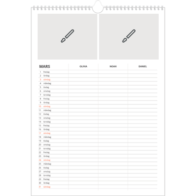 A3 Familjeplanerare — Designa själv - Familj på 3 [Mars]