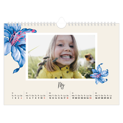 Fotokalender A4 Enkel — Målade blommor [omslag]