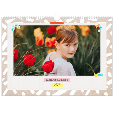 A3 Fotokalender — Rustik planerare - Familj på 3 [omslag]