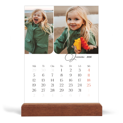 Skrivbordskalender med träställ - Stående — Ögonblicksbilder och skrift [Januari]