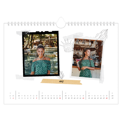 Fotokalender A4 Enkel — Scrapbook stil [Maj]
