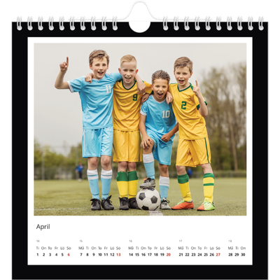 Årskalender kvadratisk — Svart bakgrund [April]
