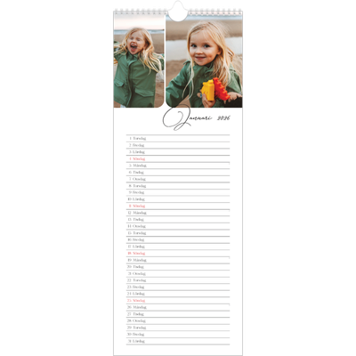 Fotokalender Smal  — Ögonblicksbilder och skrift [Januari]