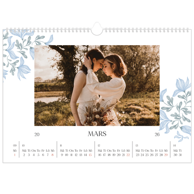 Fotokalender A3 Enkel — Elegant blommig [Mars]