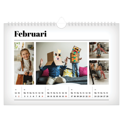 Fotokalender A4 Enkel — Tidningsstil [Februari]