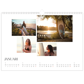 Fotokalender A3 Enkel — Surfing i solnedgången