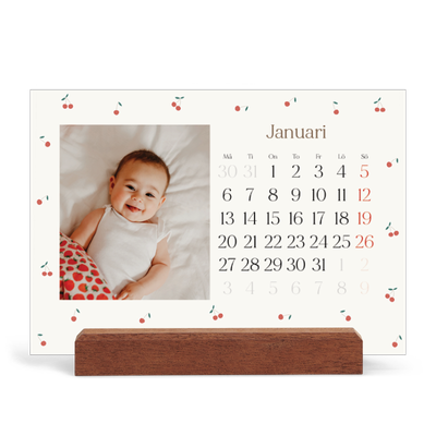 Skrivbordskalender med träställ - Liggande  — Körsbärslycka [Januari]