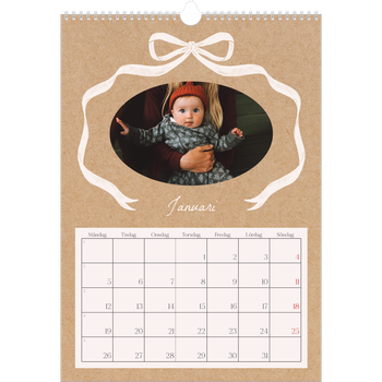 Fotokalender A3 Enkel — Kraft och rosett